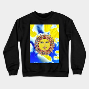 Blue,yellow,Sun,Clouds,Sky by LowEndGraphics Crewneck Sweatshirt